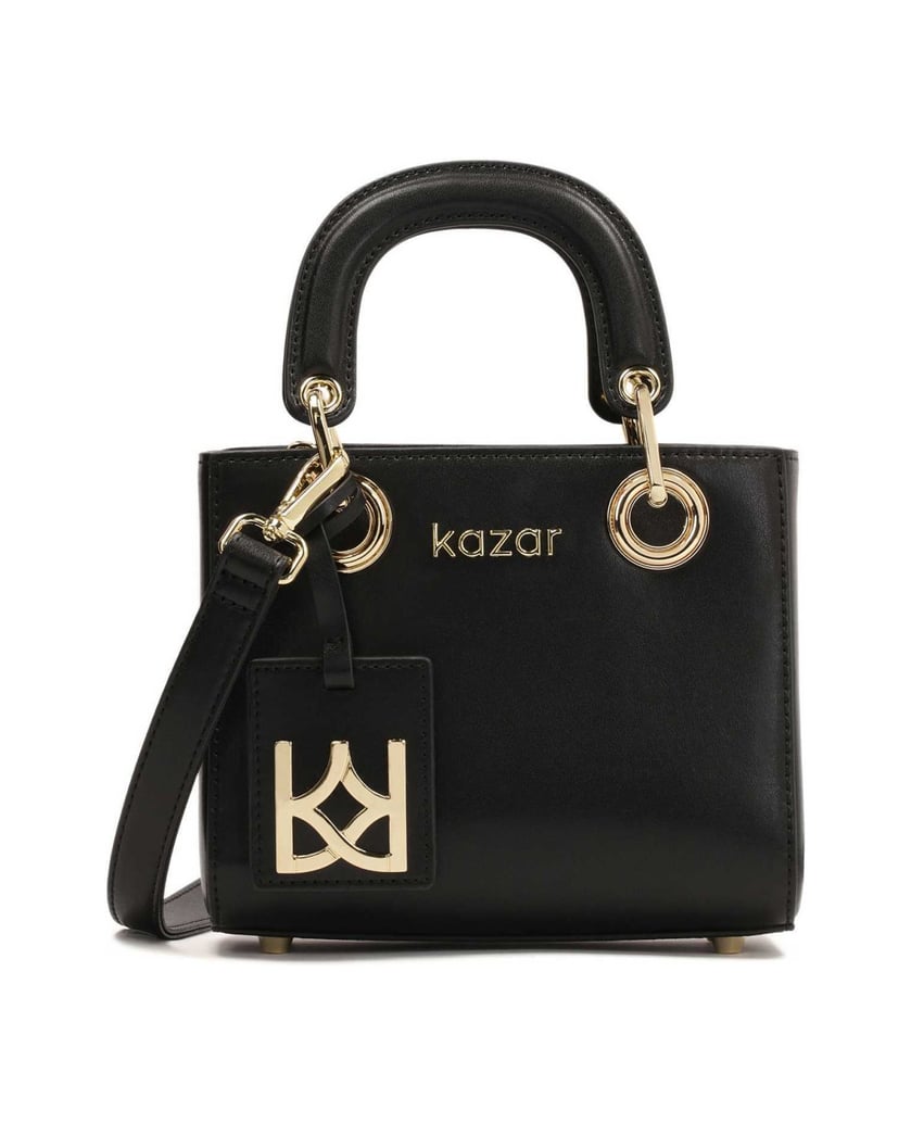 Kazar-Kleine-Ledertasche-mit-beweglichen-Griffen-schwarz