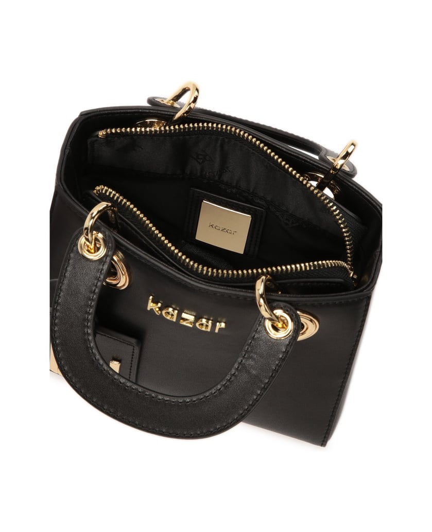 Kazar-Kleine-Ledertasche-mit-beweglichen-Griffen-schwarz