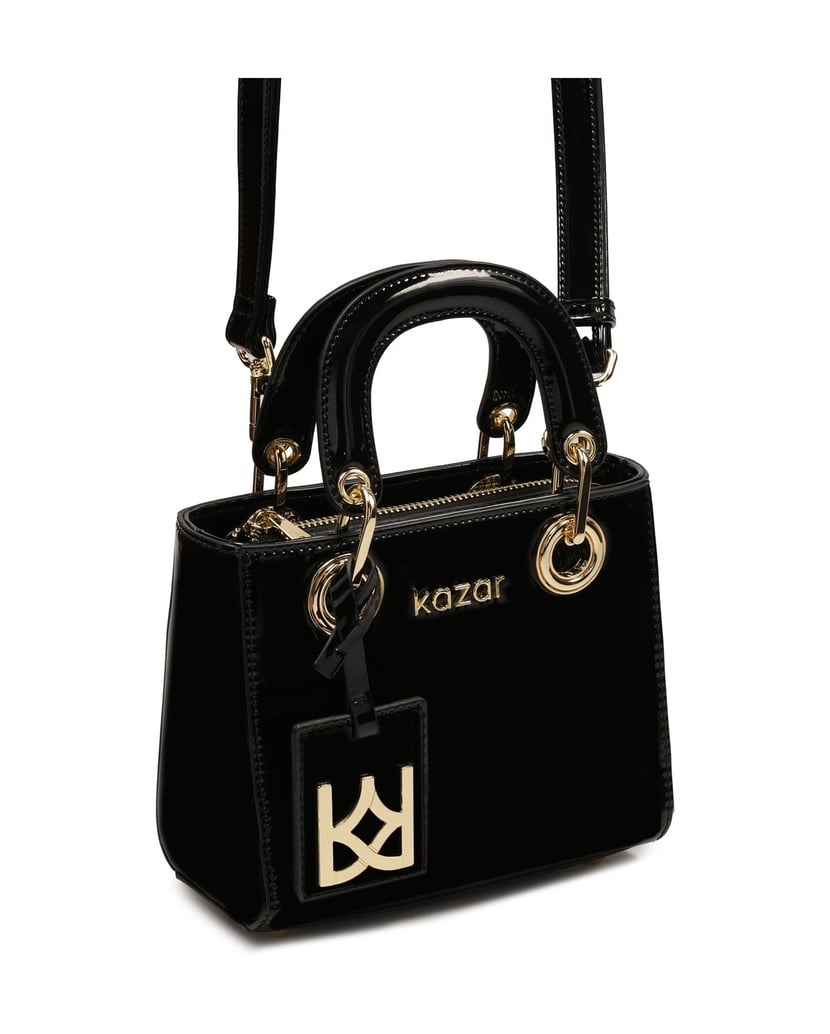 Kazar-Schwarze-Lack-Minitasche-schwarz