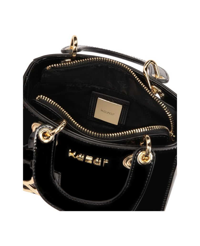 Kazar-Schwarze-Lack-Minitasche-schwarz
