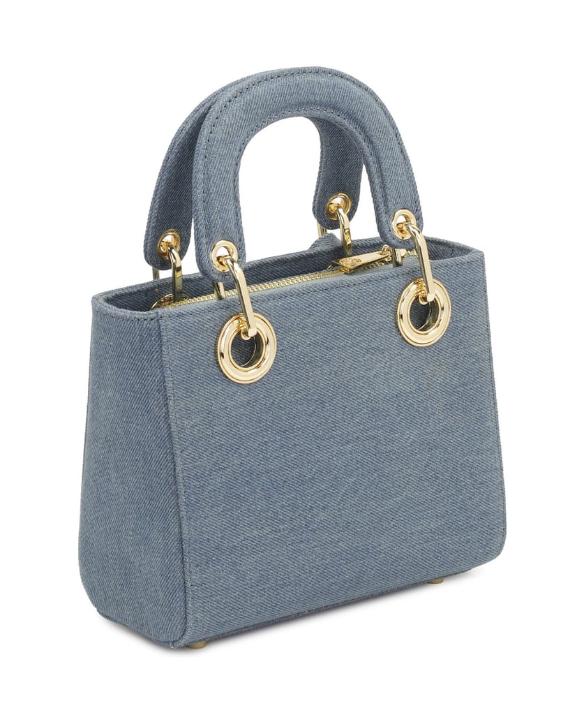 Kazar-Kleine-Handtasche-aus-steifem-Denim-Stof-blau