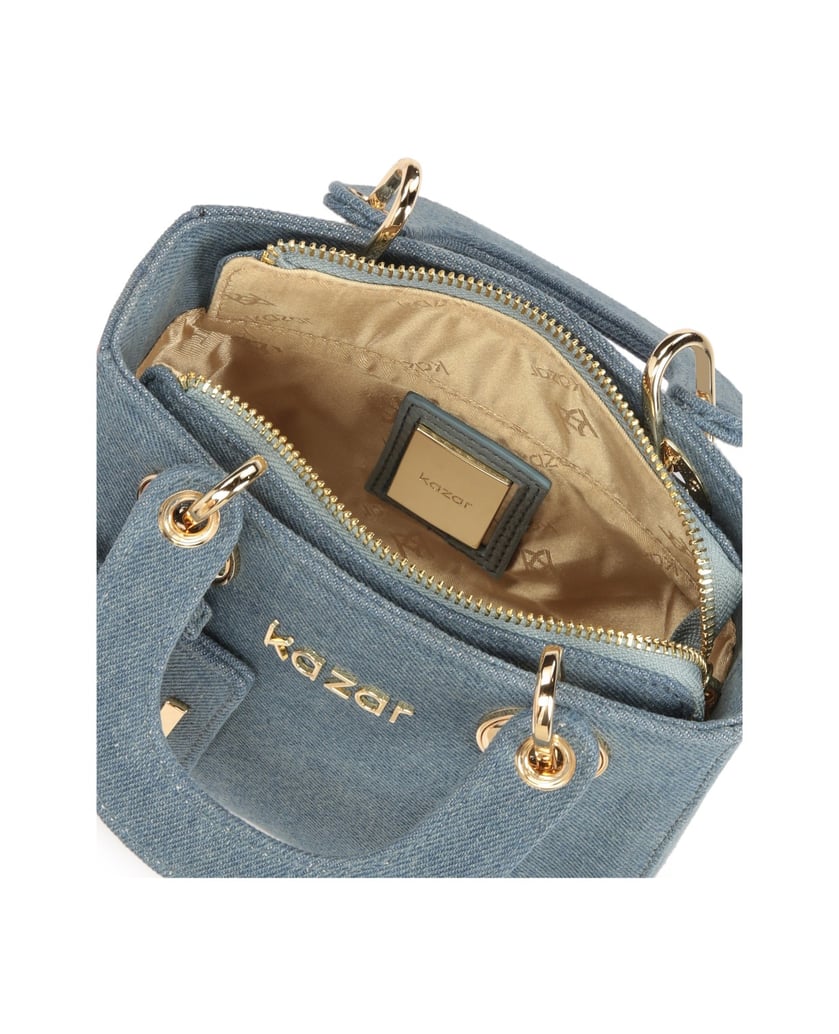 Kazar-Kleine-Handtasche-aus-steifem-Denim-Stof-blau