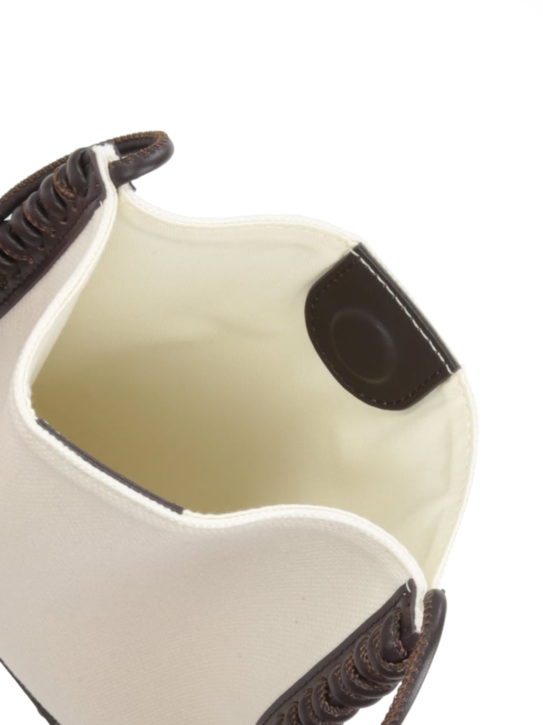 Kazar-Kleine-flache-Stofftasche-mit-Ledereleme