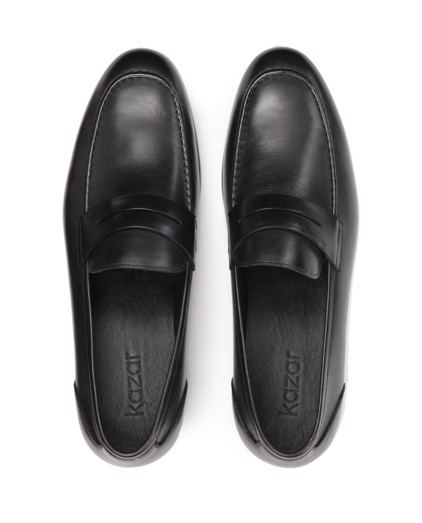 Kazar-Herren-Slipper-aus-schwarzem-Naturleder-schwarz