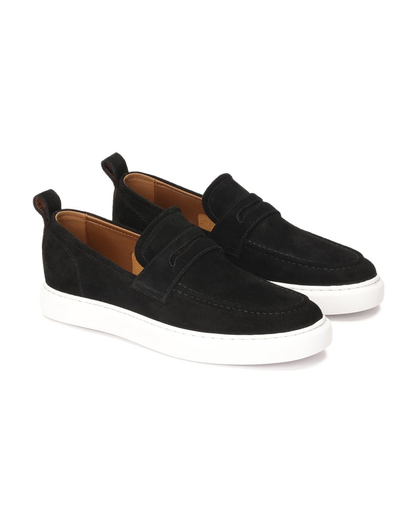 Kazar-Schwarze-Slipper-aus-Wildleder-mit-kontr-schwarz