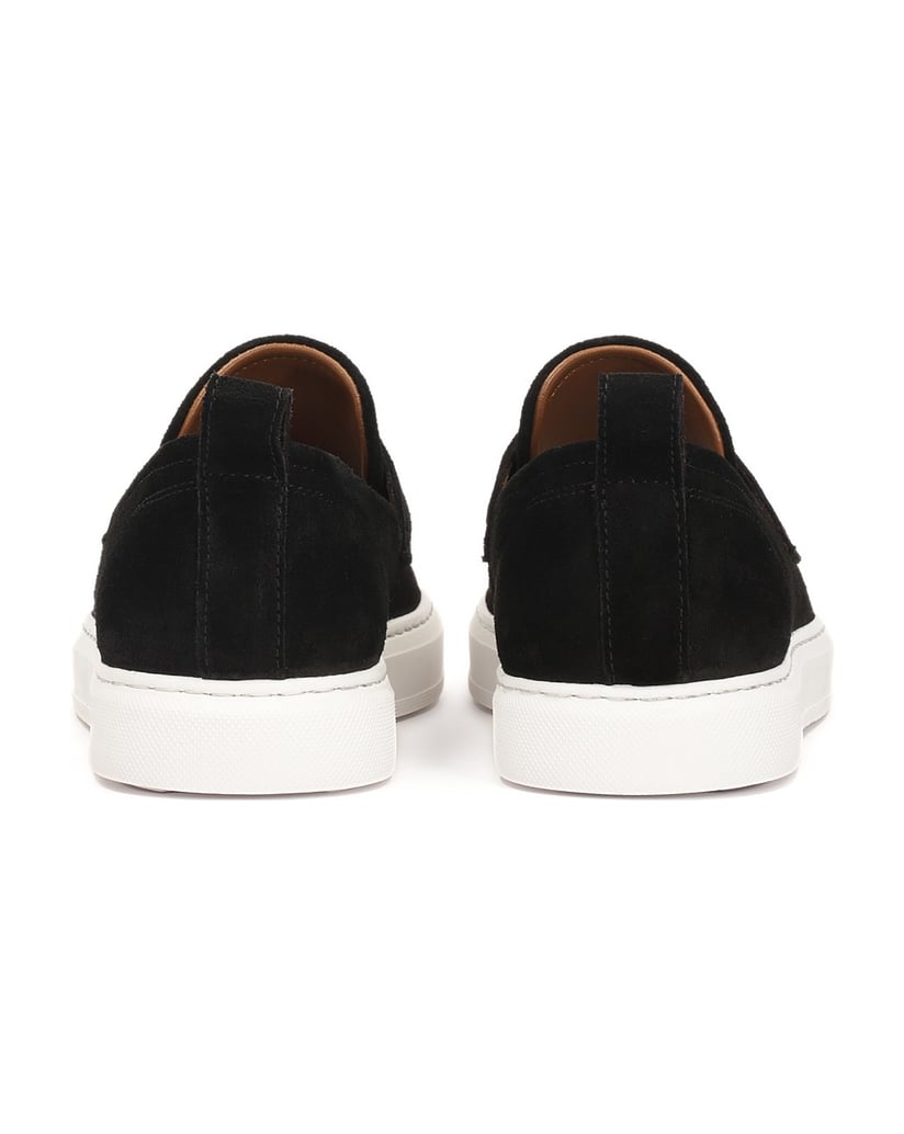 Kazar-Schwarze-Slipper-aus-Wildleder-mit-kontr-schwarz