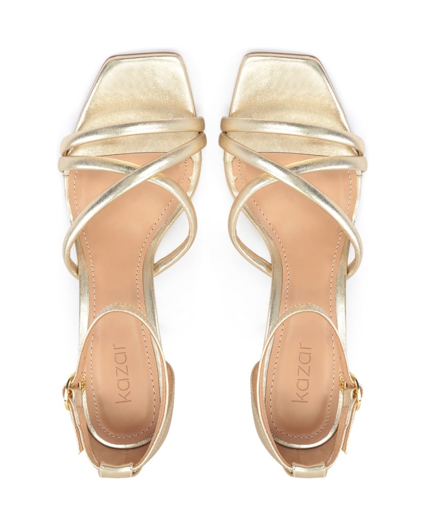Kazar-Goldene-Sandalen-mit-überzogenem-Absatz-und-eckiger-Spitze-gold