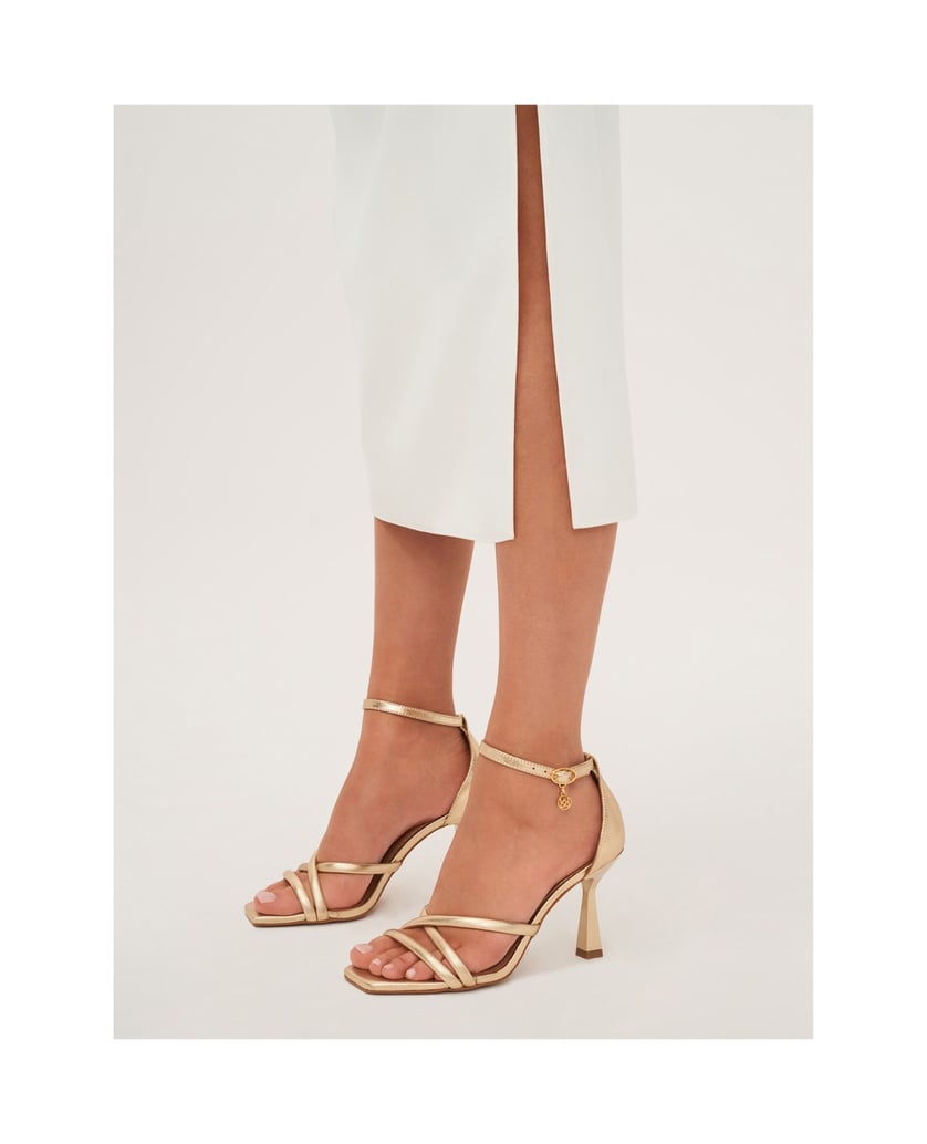 Kazar-Goldene-Sandalen-mit-überzogenem-Absatz-und-eckiger-Spitze-gold