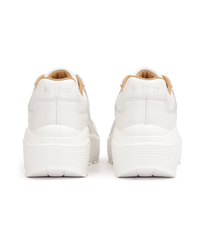 Kazar-Weiße-Leder-Sneakers-mit-dicker-Sohle-weiss