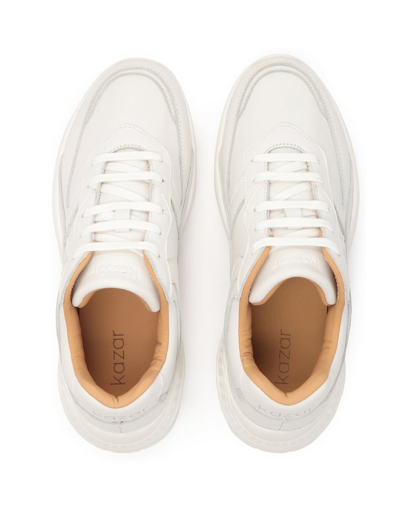 Kazar-Weiße-Leder-Sneakers-mit-dicker-Sohle-weiss