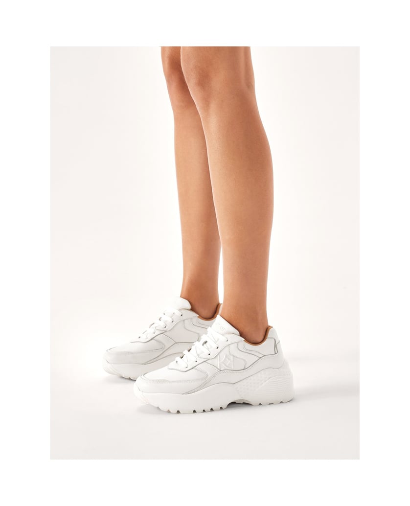 Kazar-Weiße-Leder-Sneakers-mit-dicker-Sohle-weiss