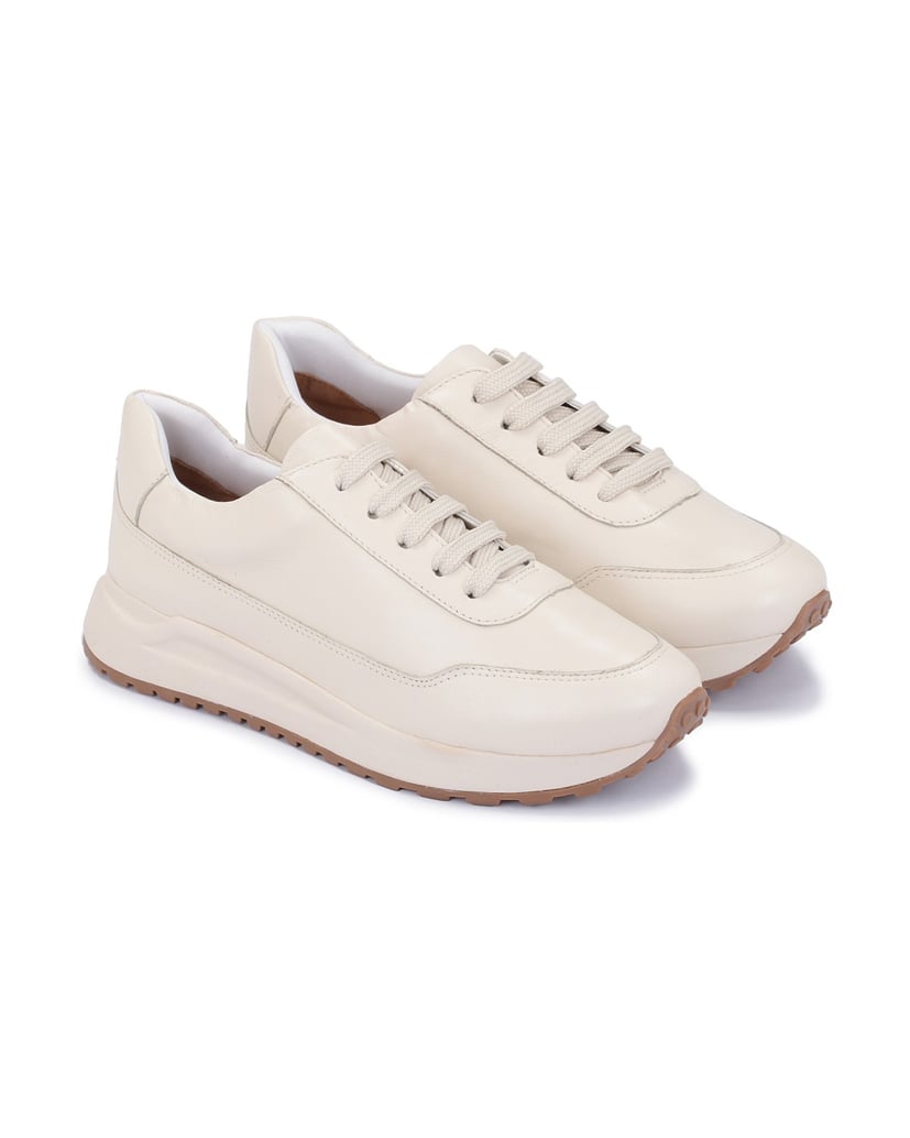 Kazar-Damen-Sneakers-aus-cremefarbenem-Leder-mit-bequemer-Konstruktion-weiss