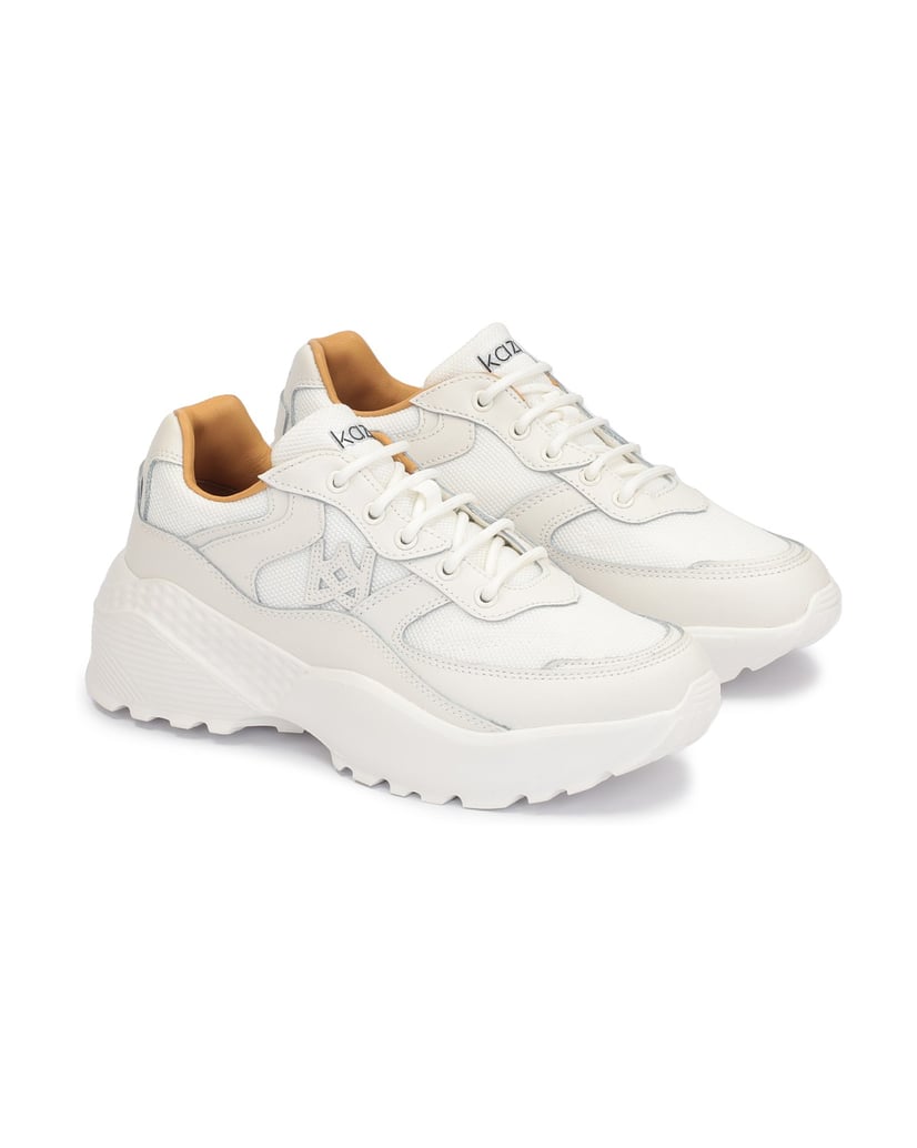 Kazar-Weiße-Damen-Turnschuhe-mit-dicker-Sohle