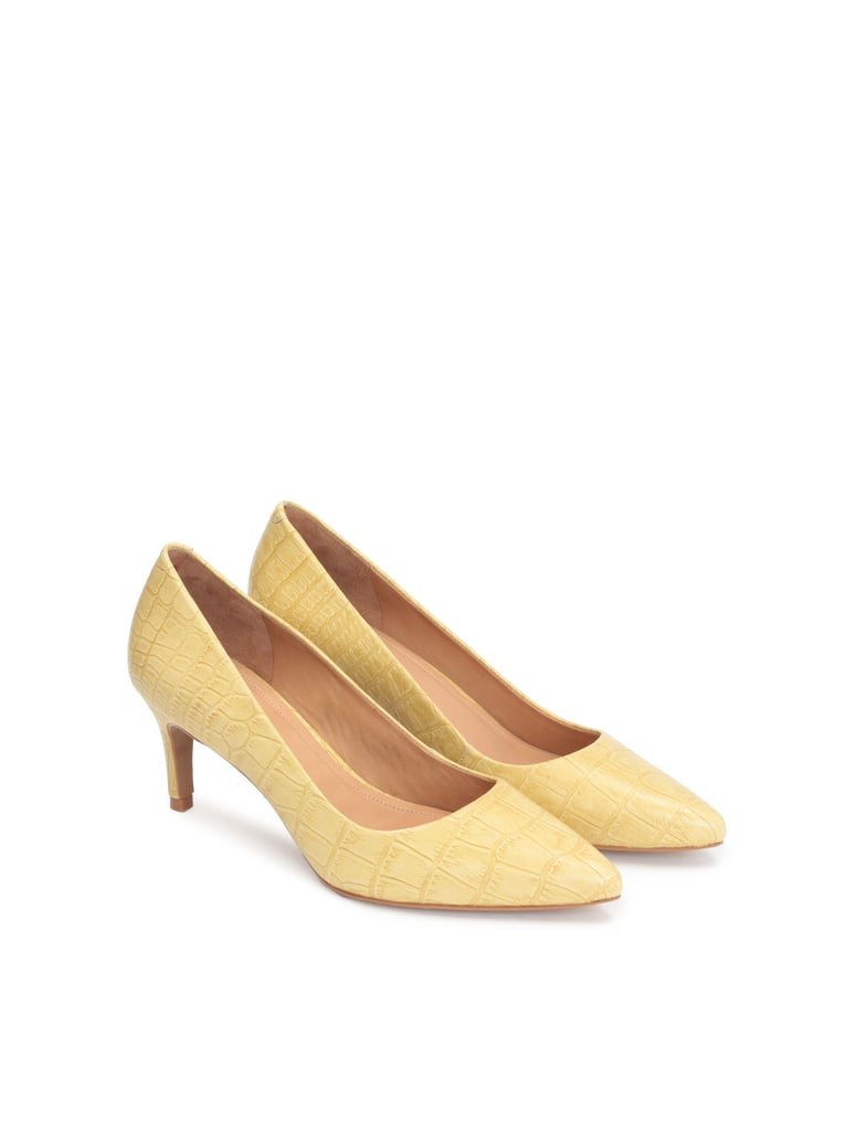 Kazar-Hellgelbe-Pumps-aus-geprägtem-Leder