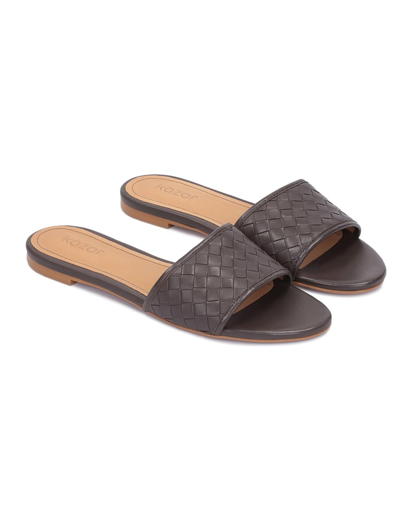 Kazar-Dunkelbraune-Damen-Pantoletten-aus-geweb