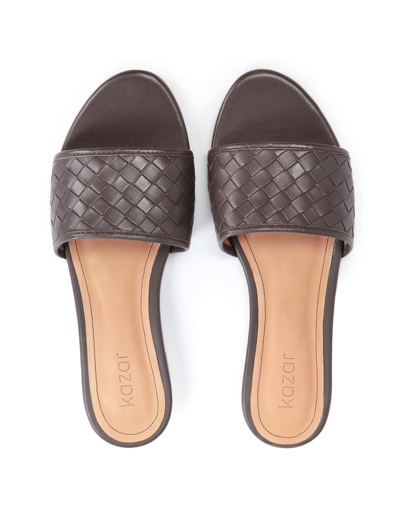 Kazar-Dunkelbraune-Damen-Pantoletten-aus-geweb