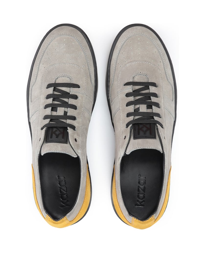 Kazar-Herren-Schnürsneaker-aus-grauem-Wildlede