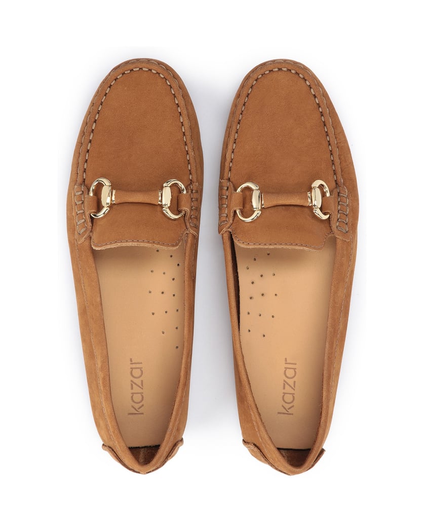 Kazar-Ingwerfarbene-Mokassins-für-Damen-mit-Metallschnalle-braun