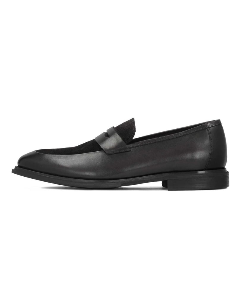 Kazar-Elegante-schwarze-Herren-Slipper-aus-genarbtem-Leder-und-Wildleder-schwarz