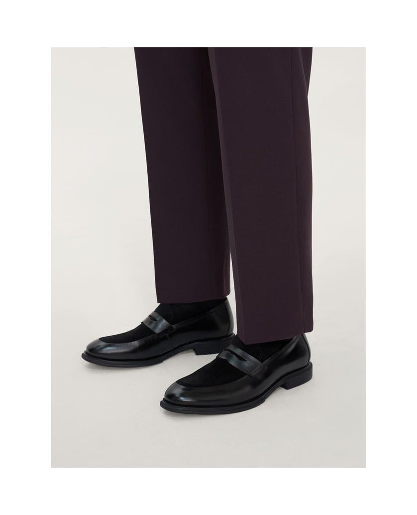 Kazar-Elegante-schwarze-Herren-Slipper-aus-genarbtem-Leder-und-Wildleder-schwarz