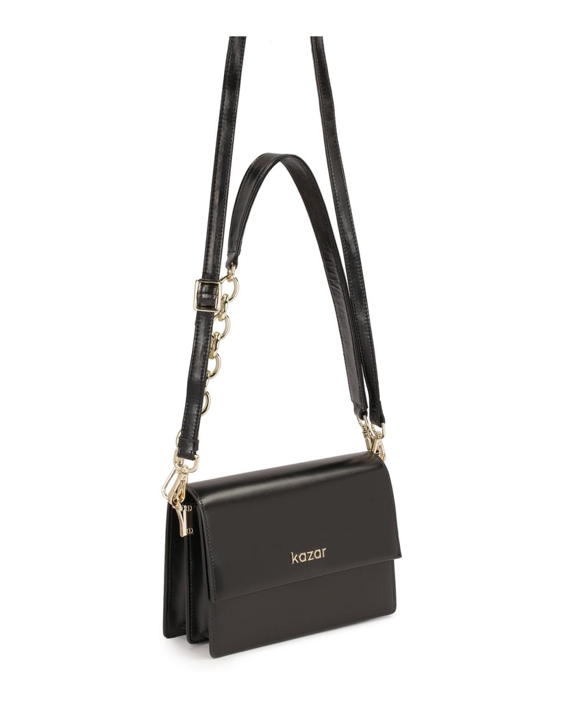 Kazar-Kleine-Lederhandtasche-mit-fester-Konstruktion-schwarz