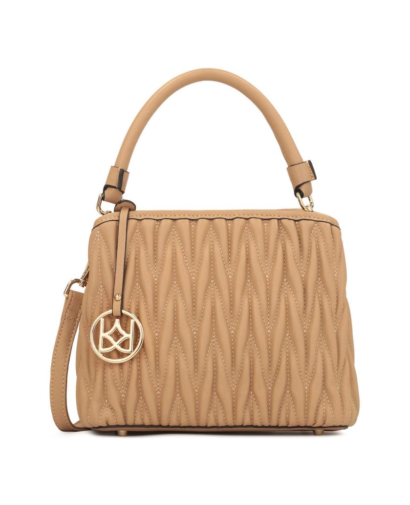 Kazar-Hellbraune-Tasche-mit-Knittermuster-und