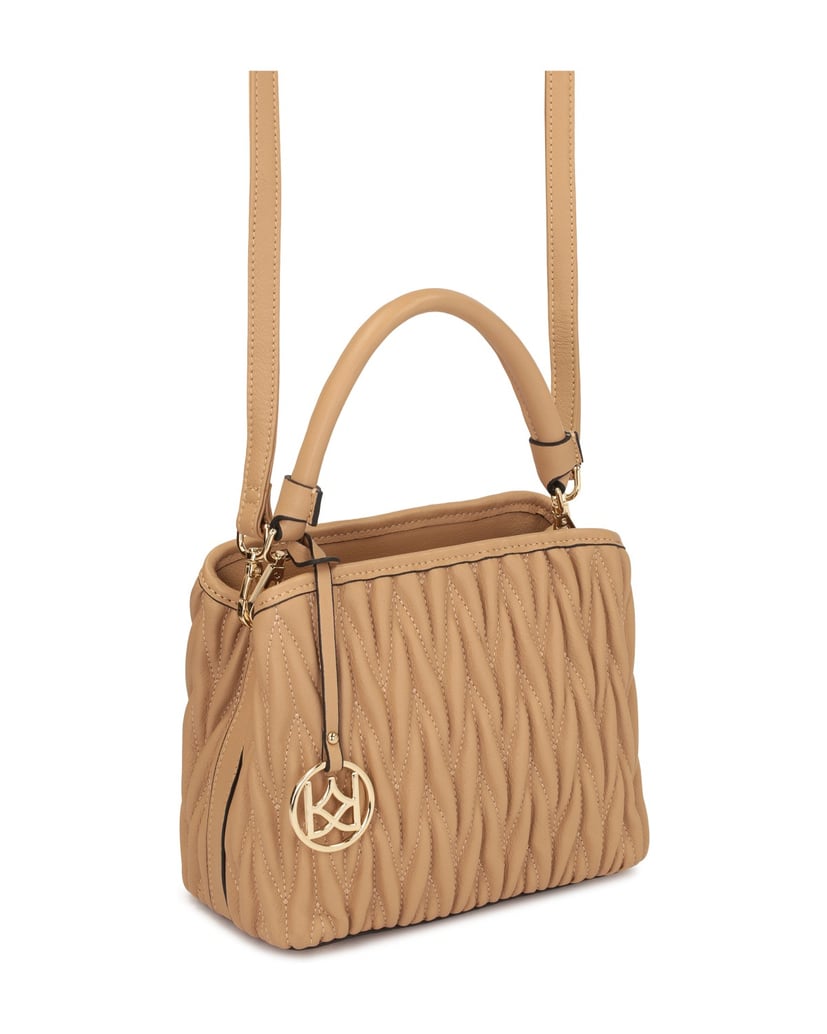 Kazar-Hellbraune-Tasche-mit-Knittermuster-und