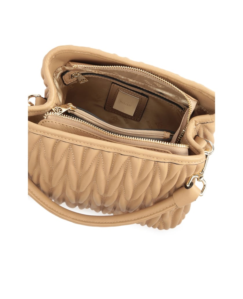 Kazar-Hellbraune-Tasche-mit-Knittermuster-und