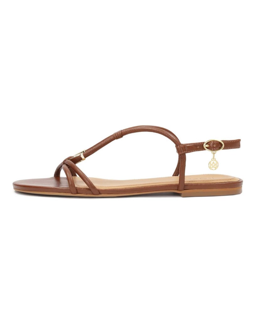 Kazar-Braune-flache-Sandalen-aus-Vollnarbenleder-braun