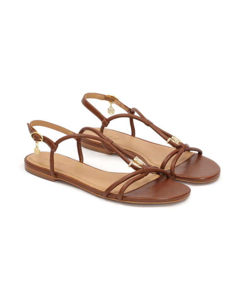 Kazar-Braune-flache-Sandalen-aus-Vollnarbenleder-braun
