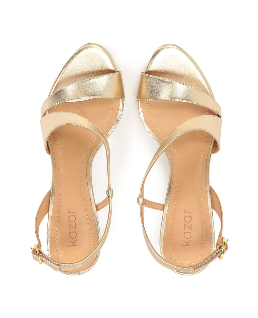 Kazar-Goldfarbene-Leder-Sandalen-mit-Absatz-gold