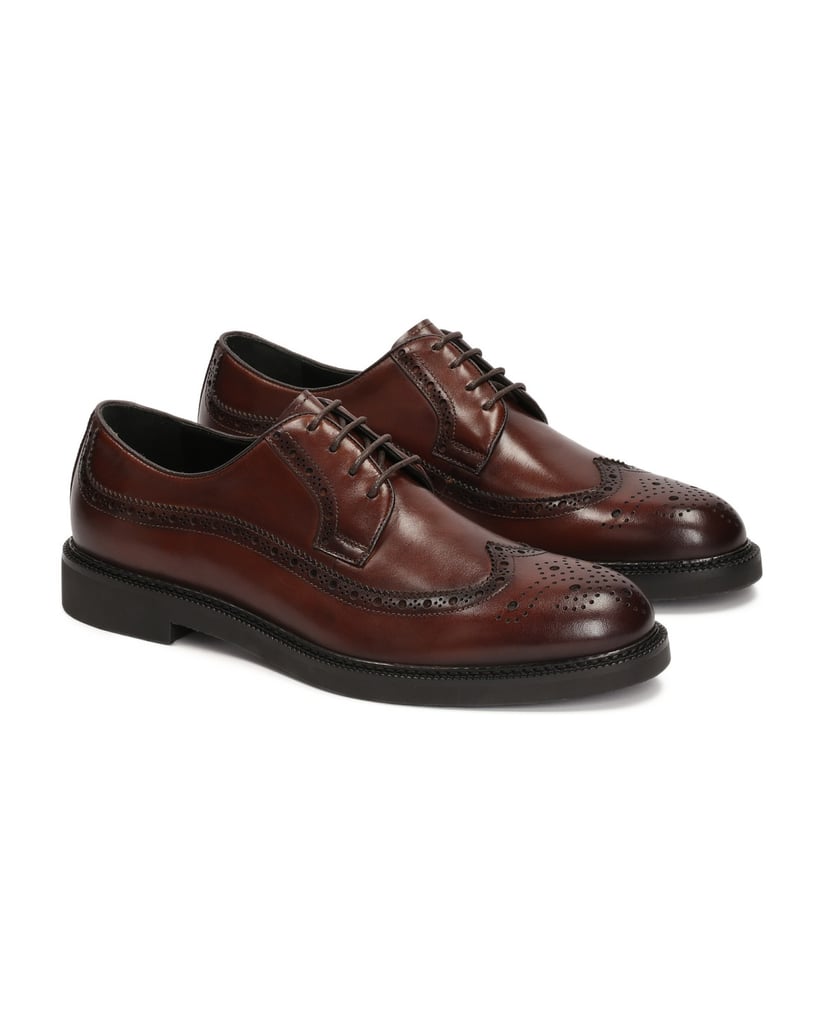 Kazar-Elegante-braune-Lederschuhe-mit-Rosettenverzierung-braun