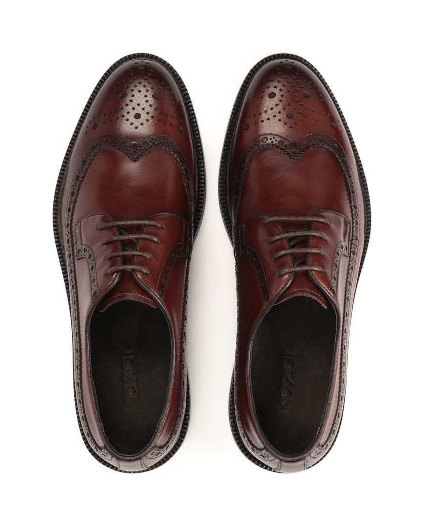 Kazar-Elegante-braune-Lederschuhe-mit-Rosettenverzierung-braun