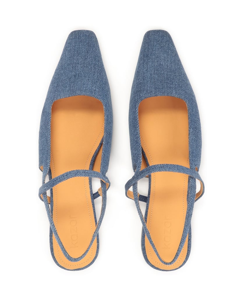 Kazar-Flache-Denim-Ballerinas-mit-verlängerter-blau