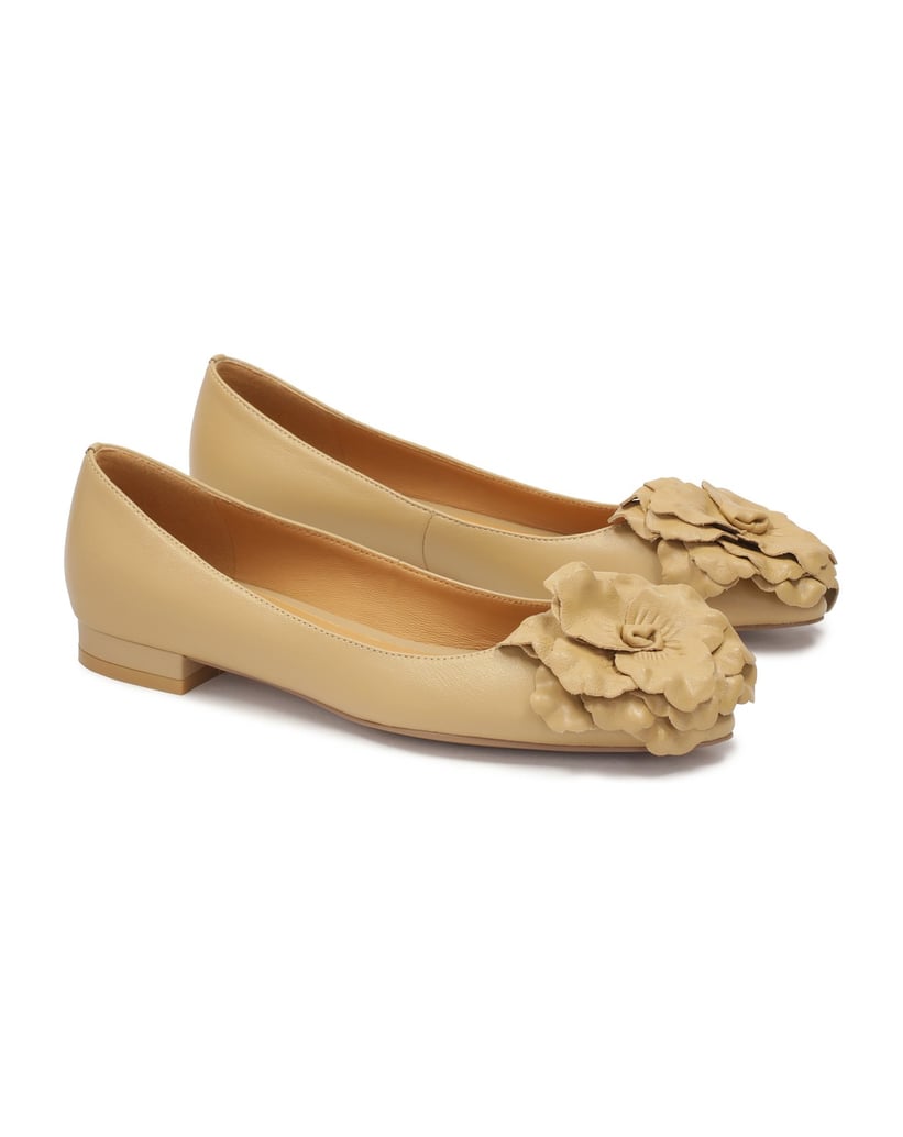Kazar-Flache-Ballerinas-in-Beige-mit-Blume-beige