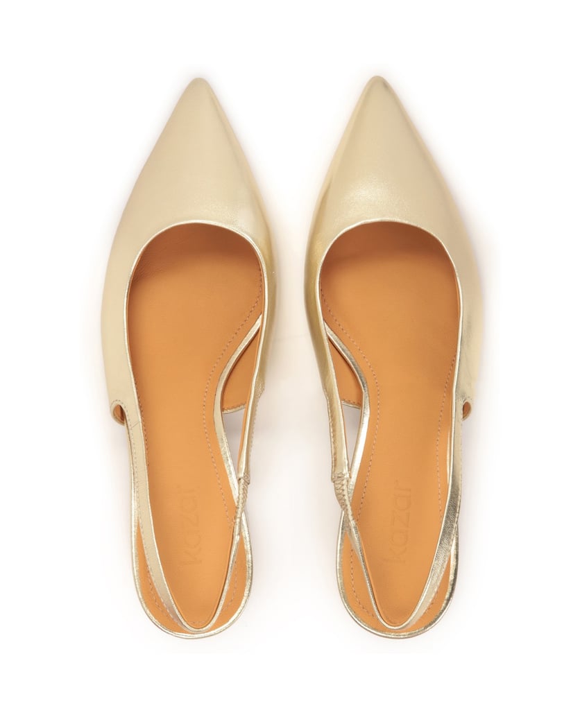 Kazar-Goldfarbene-zehenoffene-Pumps-mit-Kitten-Heel-gold
