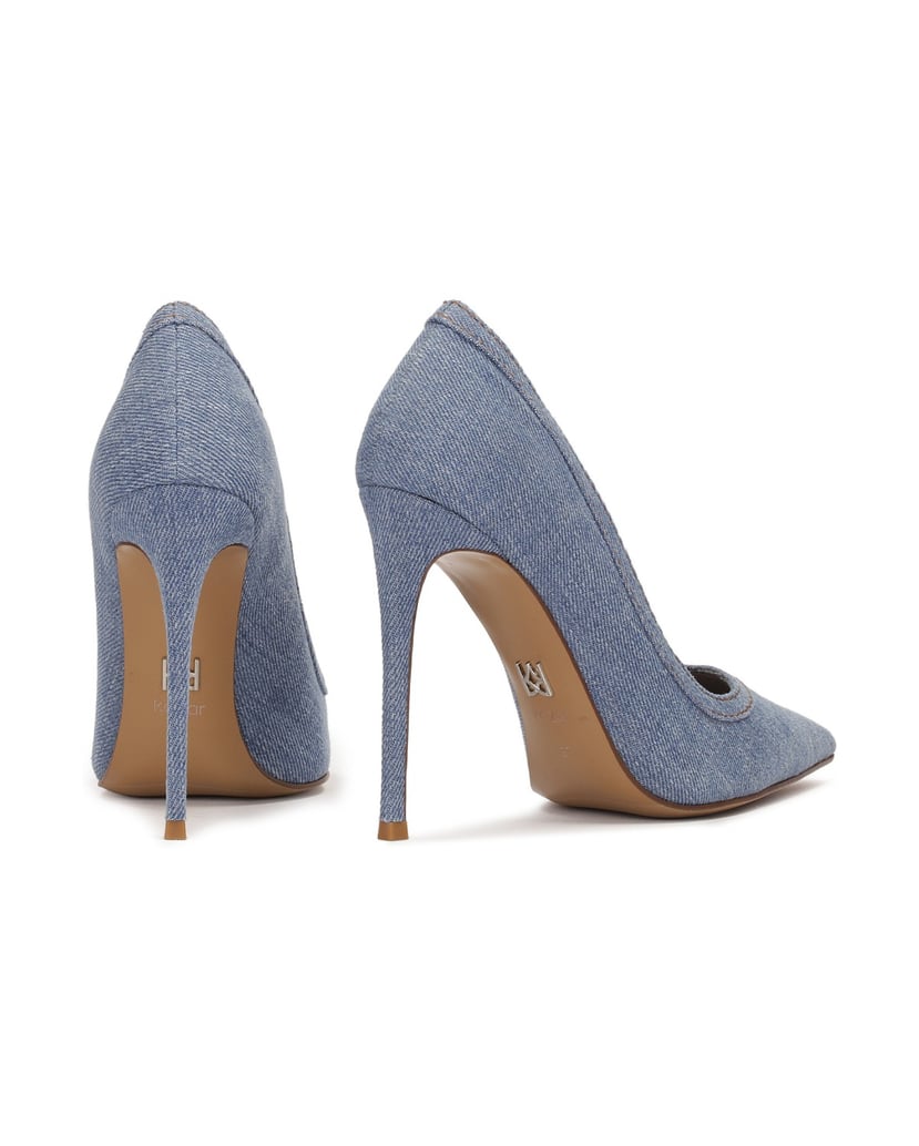 Kazar-Pumps-aus-blauem-Denim-Stoff-blau