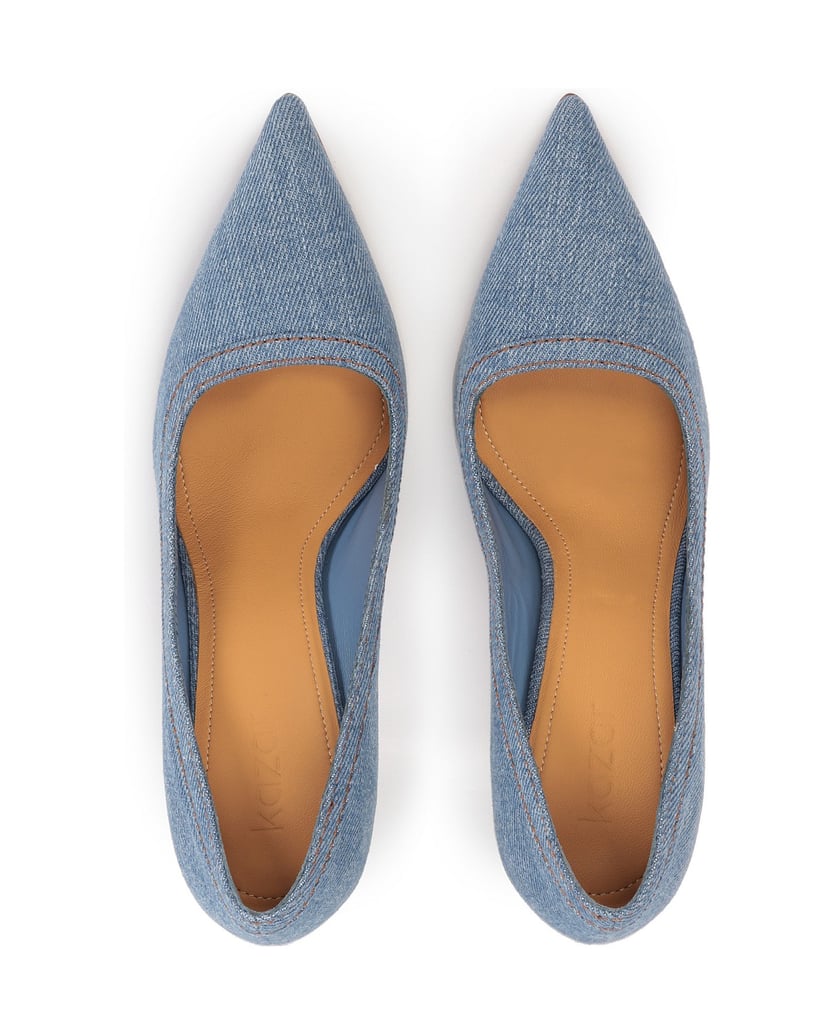 Kazar-Pumps-aus-blauem-Denim-Stoff-blau