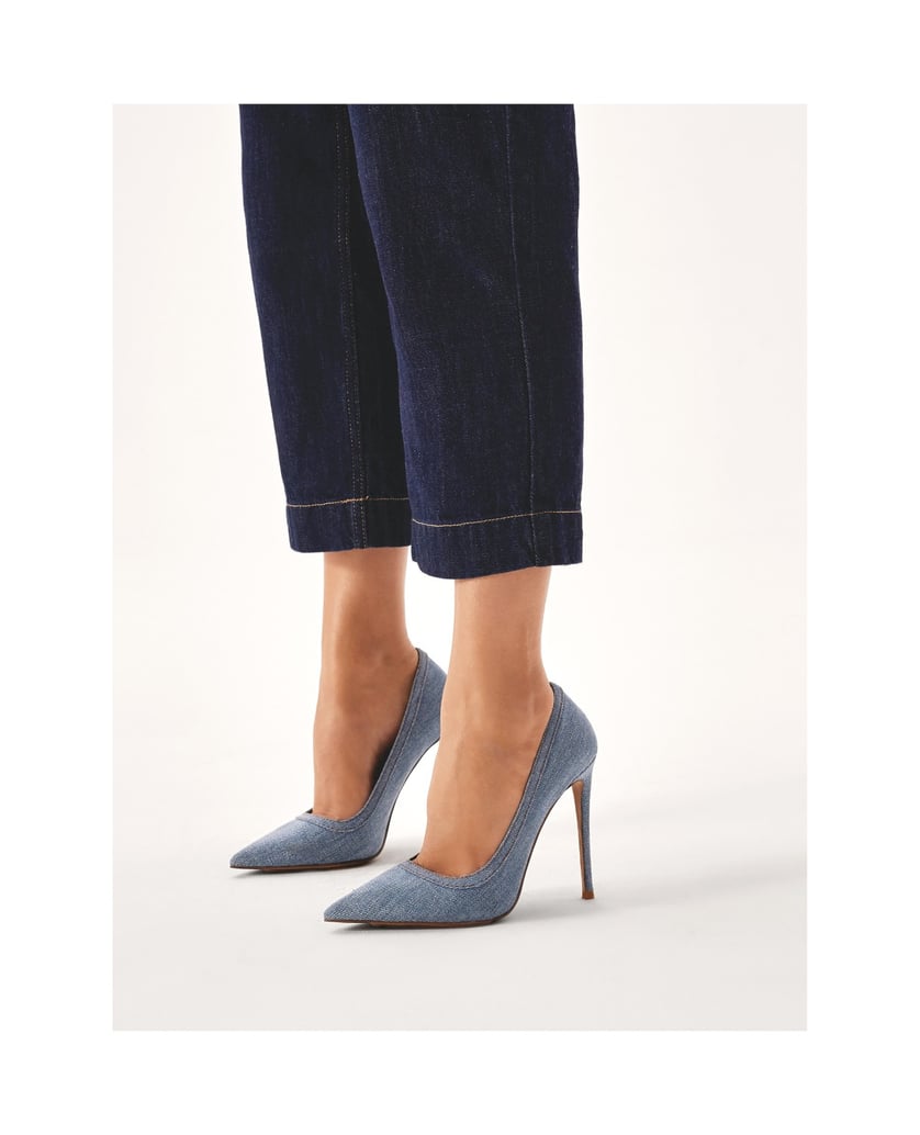 Kazar-Pumps-aus-blauem-Denim-Stoff-blau