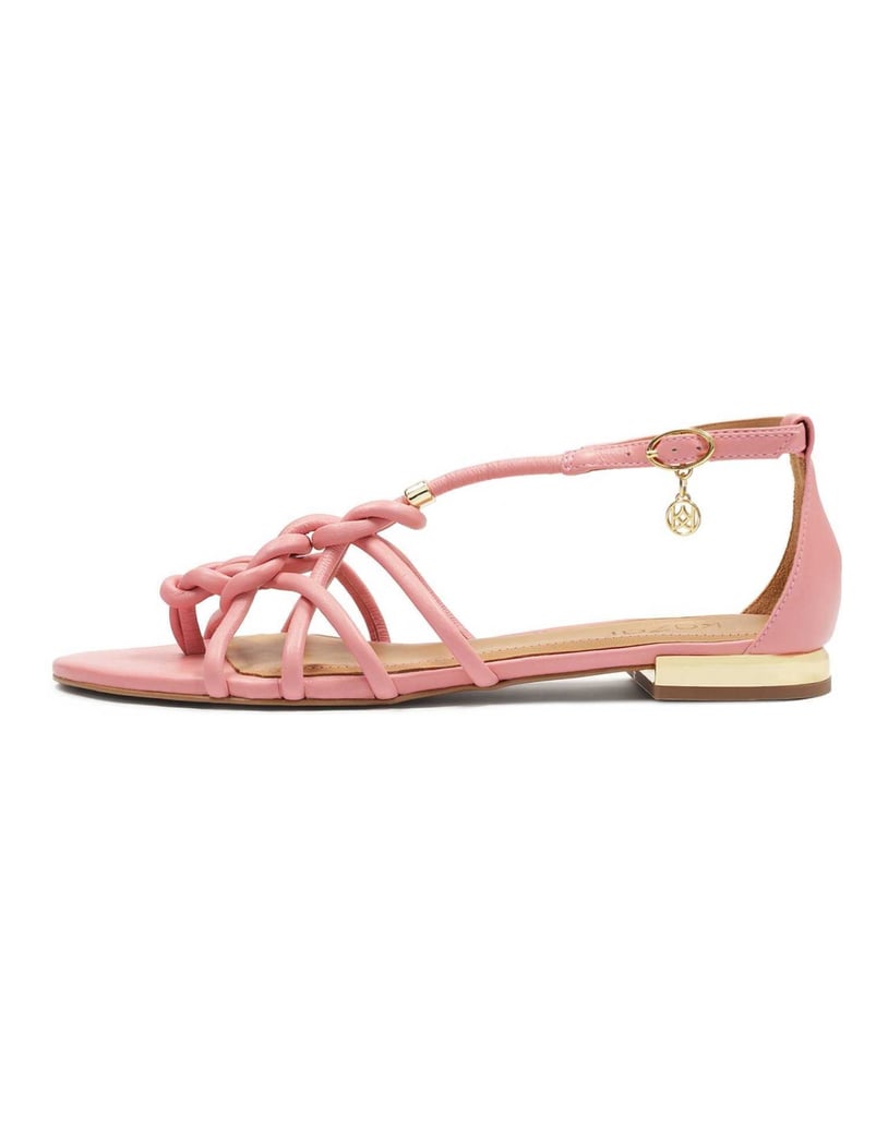 Kazar-Rosa-Sandalen-mit-flachem-goldfarbenen-Absatz-pink