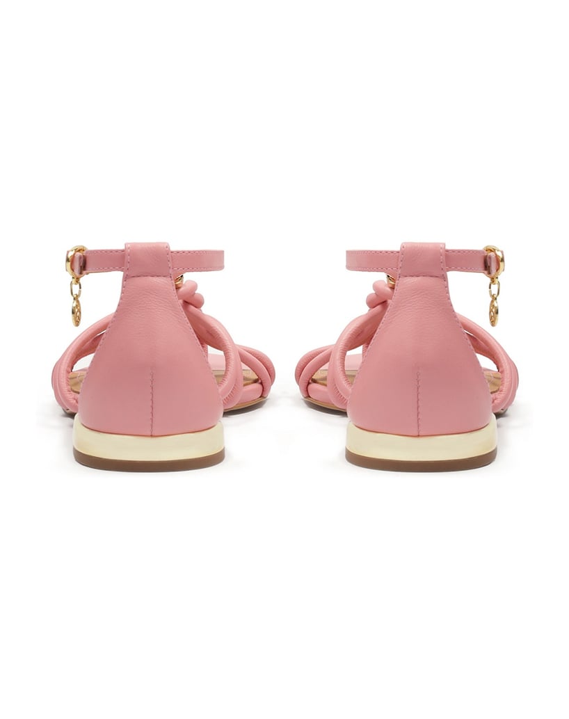 Kazar-Rosa-Sandalen-mit-flachem-goldfarbenen-Absatz-pink