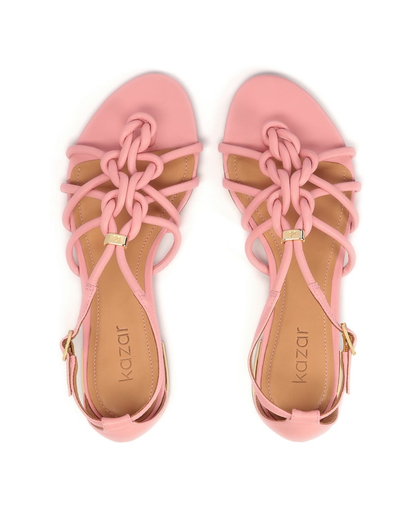 Kazar-Rosa-Sandalen-mit-flachem-goldfarbenen-Absatz-pink