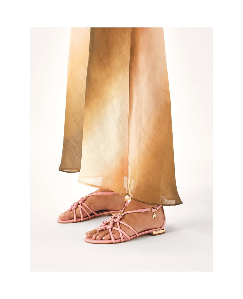 Kazar-Rosa-Sandalen-mit-flachem-goldfarbenen-Absatz-pink
