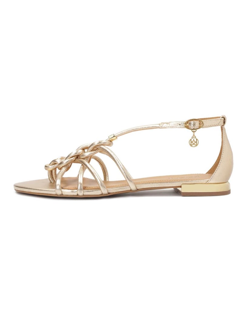 Kazar-Goldfarbene-Sandalen-mit-verschlungenen-Schnürchen-gold