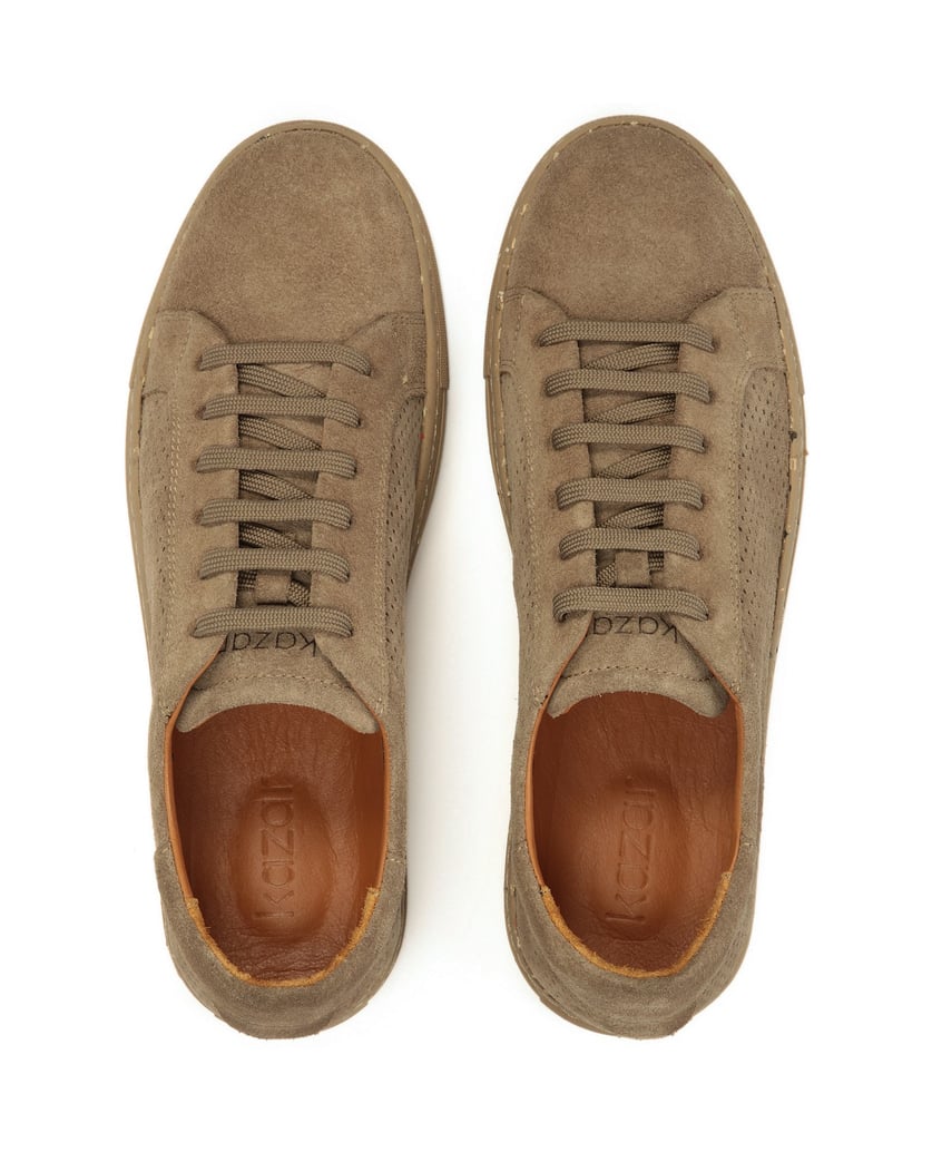 Kazar-Taupefarbene-Turnschuhe-mit-Perforationen-auf-dem-Obermaterial-taupe