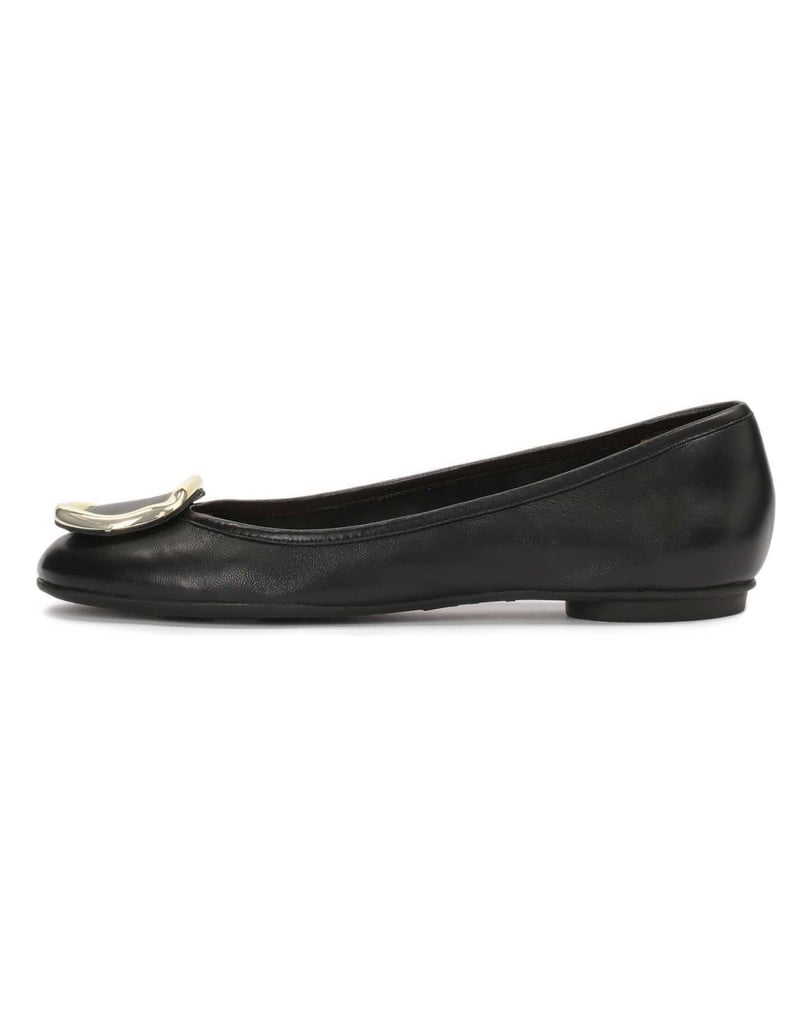 Kazar-Schwarze-Lederballerinas-mit-großer-Metallverzierung-schwarz