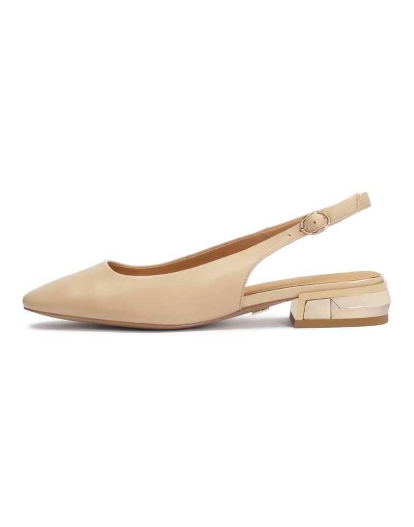 Kazar-Beigefarbene-Ballerinas-mit-Metallverzierung-an-der-Ferse-beige
