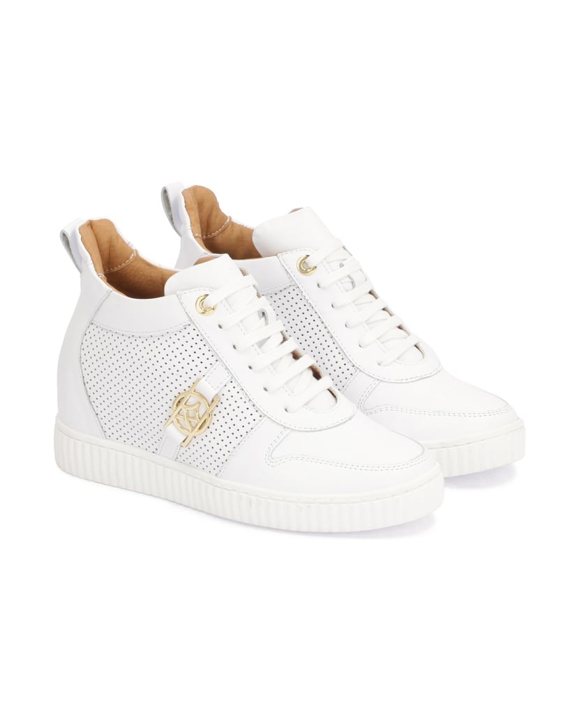 Kazar-Weiße-Sneakers-aus-Leder-mit-Perforation-und-verstecktem-Anker-weiss