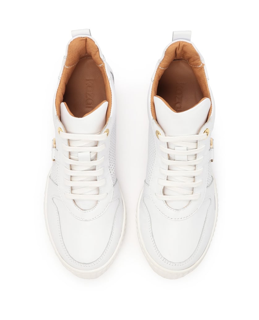Kazar-Weiße-Sneakers-aus-Leder-mit-Perforation-und-verstecktem-Anker-weiss