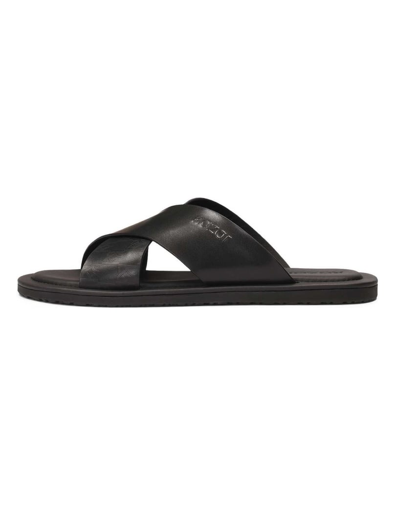 Kazar-Minimalistische-schwarze-Leder-Slides-schwarz